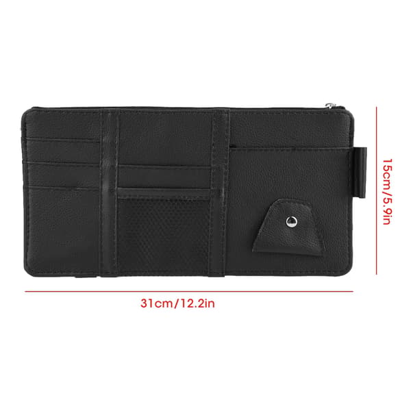 Universal bil solskærm læder CD solbriller kort organizer holder