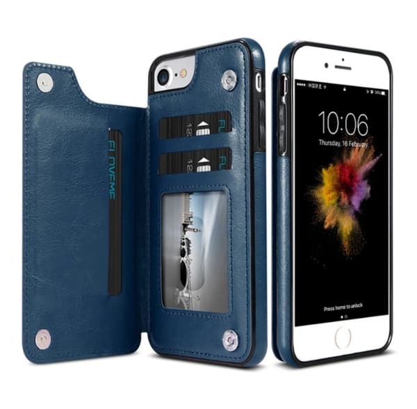 [HT]iPhone SE 2020 - NKOBEE Läderfodral med Plånbok/Kortfack Vit