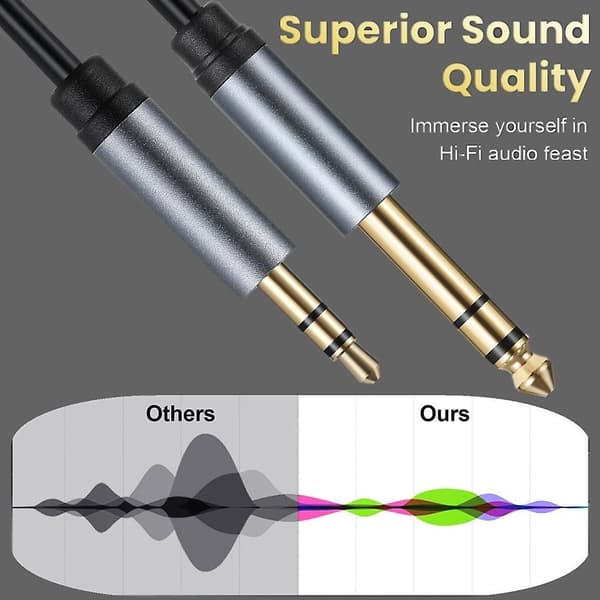 3,5 mm til 6,35 mm Stereo Aux-kabel 6,35 mm 1/4\" Han til 3,5 mm 1/8\" Han TRS