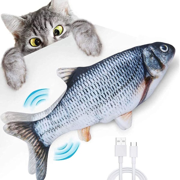 USB Gresskarpe Ca 27~30CM Pet Leker Elektrisk Simulering Fisk Morsomme katter