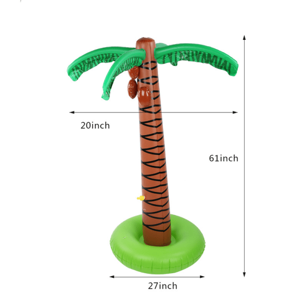 Oppblåsbar lekematte for kokosnøtttre for utendørs svømmende barn som leker med vann