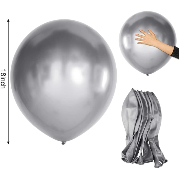 18 tommer * 25 sølv fortykket krom latex rund ballon,