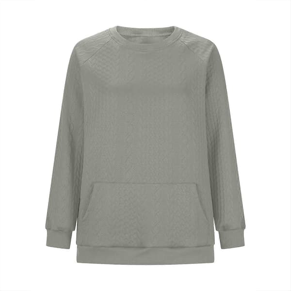 Dame Oversized Sweatshirt Afslappet Langærmet Rund Hals Tekstureret Løs Pullover Efterårsskjorte med Lommer Amy Grøn XL Amy Green XL