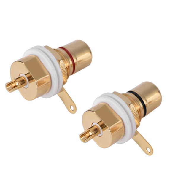 2-pack guldpläterade koppar RCA-hona panelmonterade jack-terminaluttag ljudkontakter
