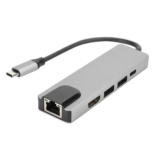5 i 1 TypeC Hub til HDMI Adapter 4K TypeC til Gigabit Ethernet RJ45 Ekspansjonsport