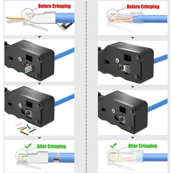 GJ671BL RJ45 krympeverktøy for CAT5/CAT5E/CAT6/CAT6A/CAT7 nettverkskontakt RJ45 nettverksplugg Crimp og telefonuttak