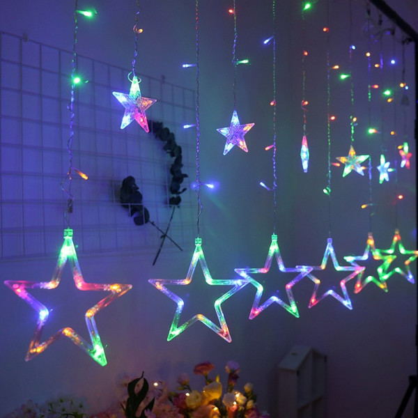 Dekorative lys LED-dekoration Festlige Pentagram Star String Lights (farve)