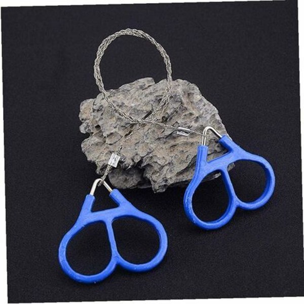 Cord Sag Rustfritt stål Mini Cord Sag Emergency Motorsag Survival Kit For Fotturer Camping Survival Emergency Blue，