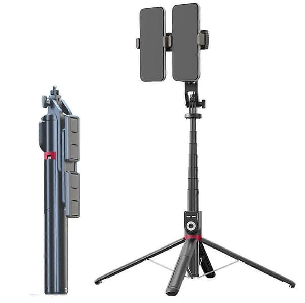 360-graders roterende foldbare Bluetooth Selfie Sticks Live Stand, Spec: P225 TK (dobbeltklips) Not Specified