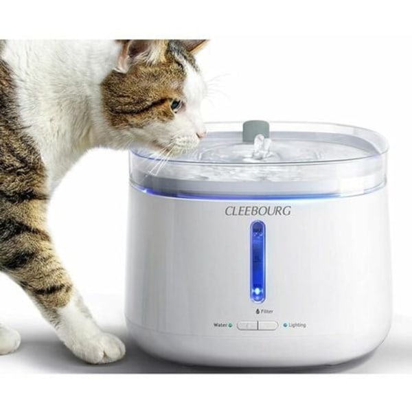 Opgraderet Cat Water Dispenser, Automatisk Pet Water Dispenser 2L Hunde Water Dispenser med aftagelig vandtank, indikator