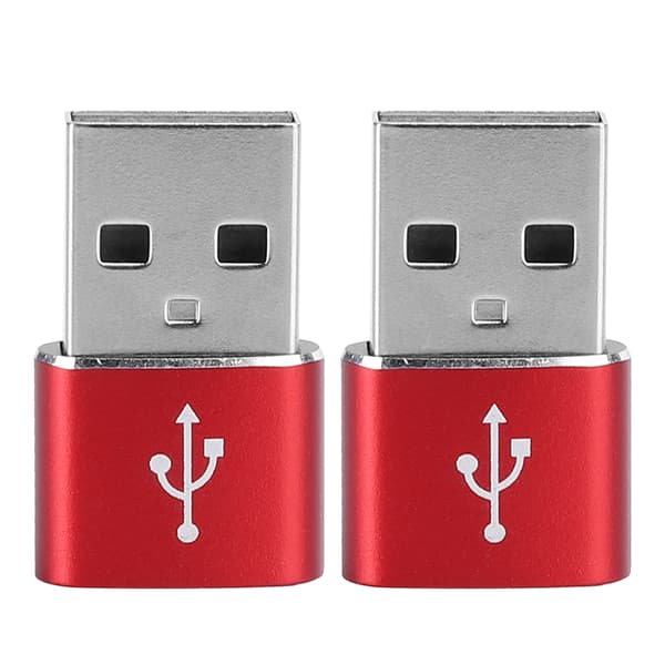 2 STK. Aluminiumlegering TypeC til USB Adapter til Opladningssynkronisering Dataoverførsel (Rød)