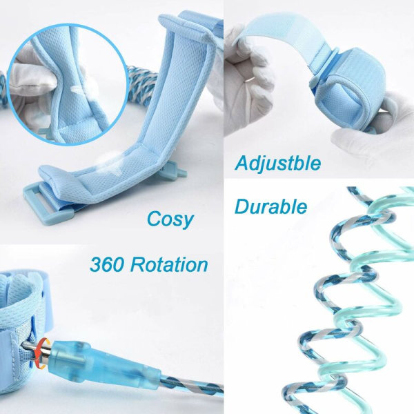 2 meter blå reflekterande armband med dragsnöre för säkerhetslås