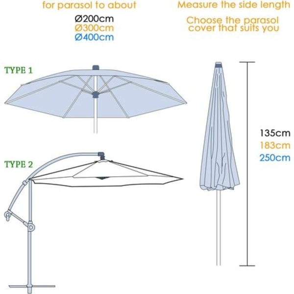 Cantilever Parasol Cover 420D Oxford Have Parasol Cover Paraply Cover Parasol Cover Vandtæt Støv/UV/Vejrtæt 2