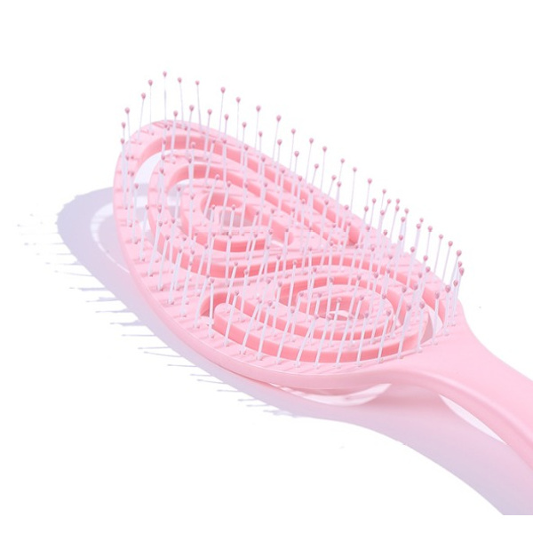 Godterifarget ribbekam stor buet kam uthult design hårstylingkam hodebunnsmassasjekam (rosa)24,5*8CM