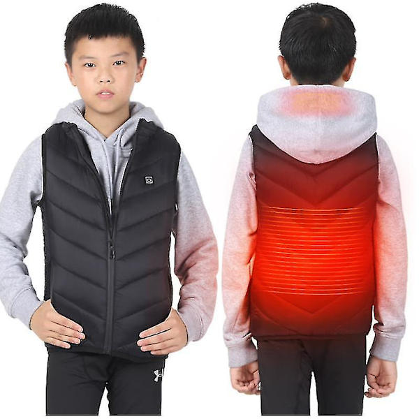 Uppvärmd väst, unisex uppvärmda kläder för barn 170cm Black