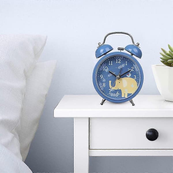 [HT] Tikittämätön kaksoiskelloherätyskello - metallirunko 3D-kellotaulu taustavalolla Blue