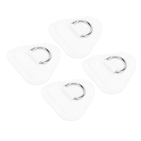 4 stk. D-ring patch rustfrit stål D-ring pad til oppustelig båd surfboard jolle paddle board hvid