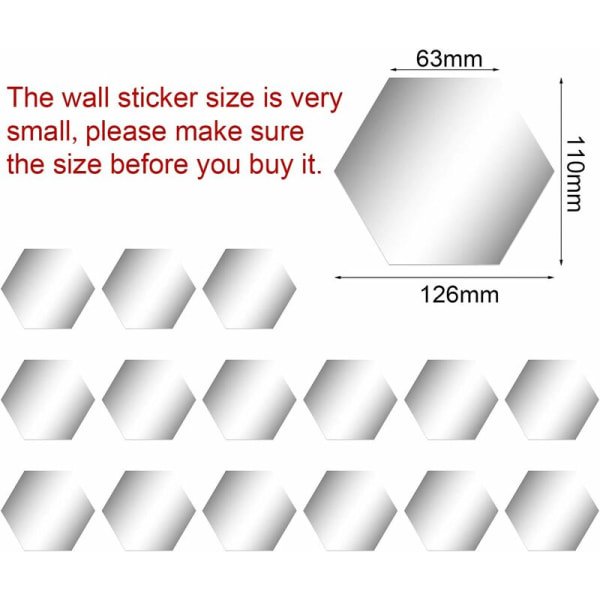 12st*2 silver 12,6*11cm personlig hexagon akrylspegel väggdekor kombinationsdekoration,