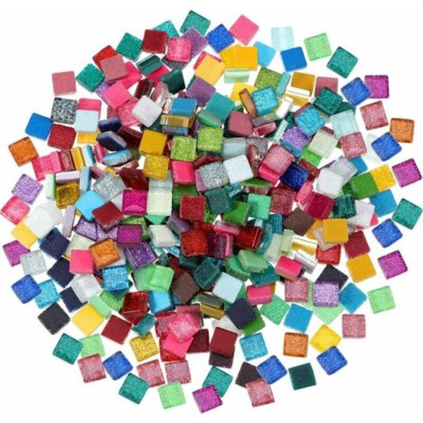 Mosaiikki 400 kpl / 300 g Mosaiikkilaatat Valikoimavärit Shine Crystal Mosaic Kodinsisustus askartelutarvikkeita varten, neliö,