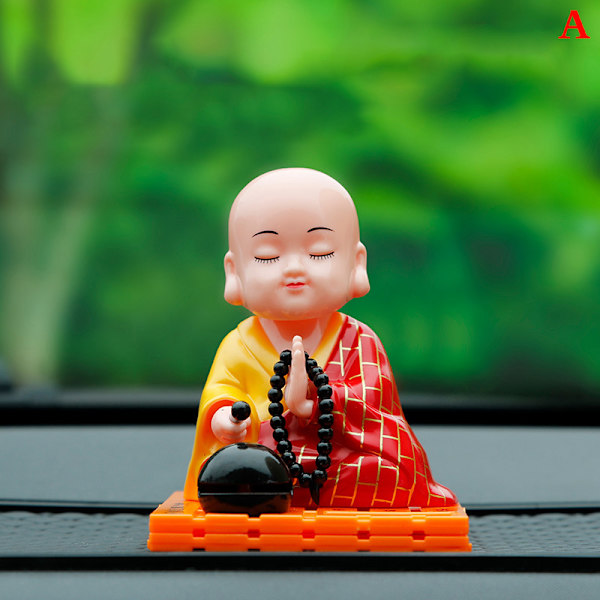 e Bilprydnad Solar Shake Head Little Monk Good Fortune Car Re Maitreya Buddha (red)