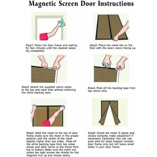 Anti-insekt automatisk lukkende magnetisk myggenet 90x220 cm (35x87 tommer)