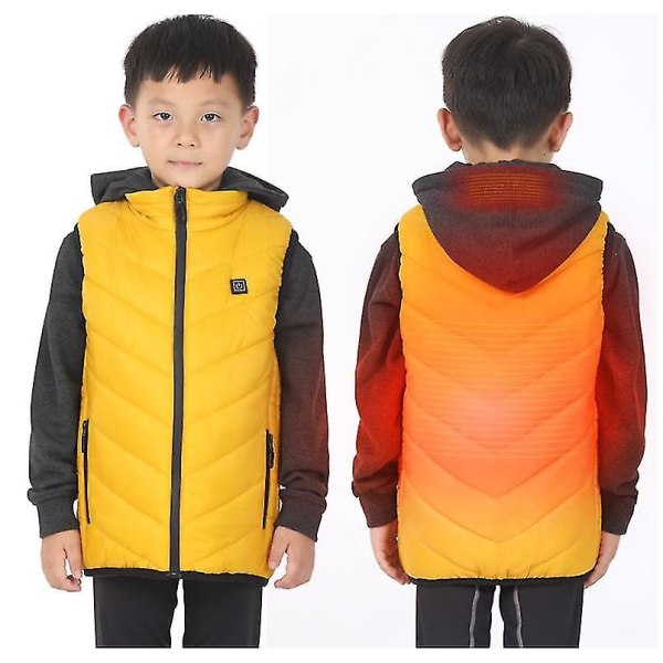 Uppvärmd väst, unisex uppvärmda kläder för barn 140cm Yellow