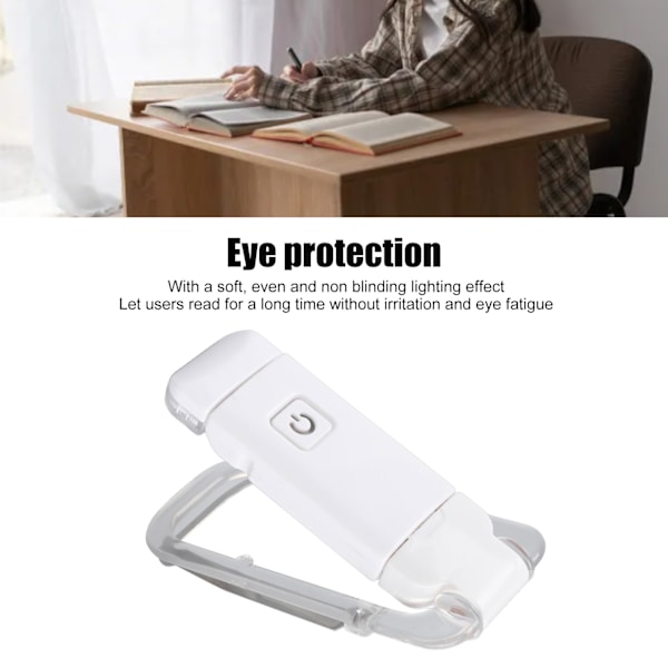 Portabel USB Uppladdningsbar Clip-On Boklampa: Vikbar, 3 Färger, Ögonskydd för Läsning