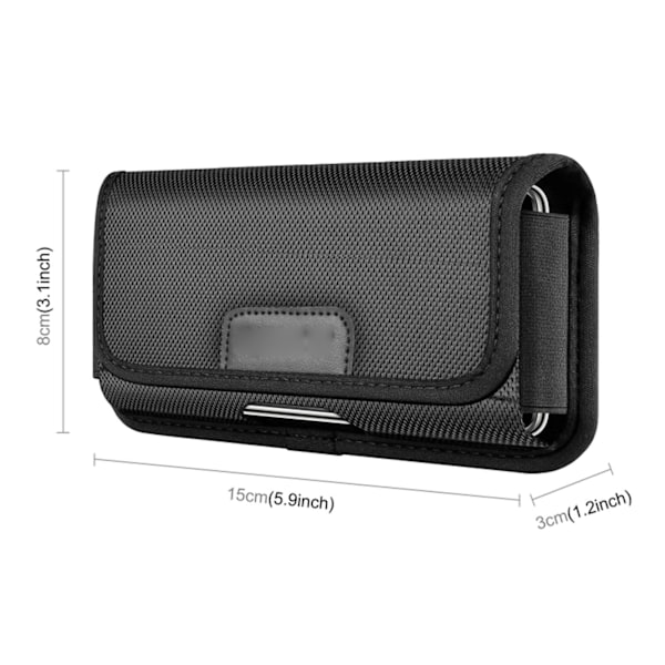 Sort Nylon Telefon Bælte Taske med Klips til iPhone 14 Pro, 14, 13 Mini & Samsung Galaxy S23
