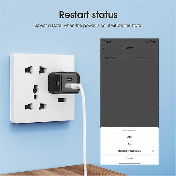 MG-SPQ100 Trådløs WiFi USB-strømadapter til USB+Type-C ladeadapter Tuya Smart App fjernkontrollbryter White