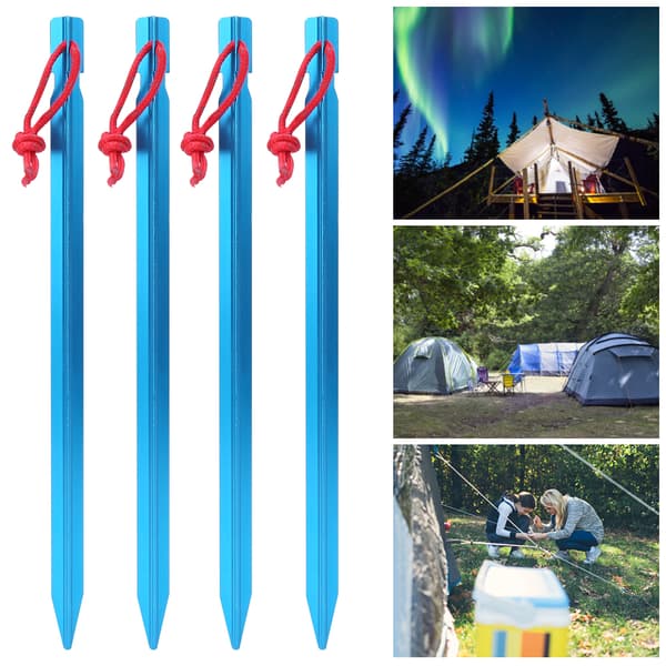 4-pack 23 cm Ultralätta Tältpinnar i Aluminiumlegering Blå