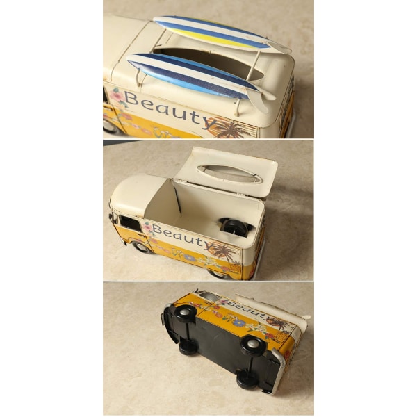 Retro Bus Tissue Box Bilmodell Tissue Box Smidesjärn yellow