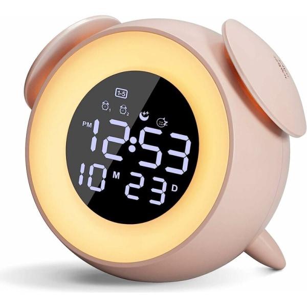 LED-väckarklocka Ambient Music Light Home Alarm Clock Light Clock (rosa)，för sovrum, vardagsrum
