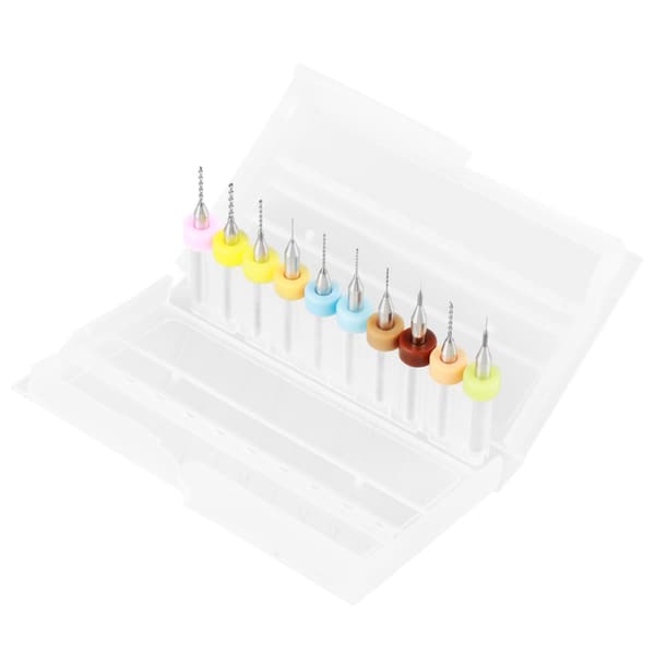 Wolframcarbid Mikro Bor Bitsæt 10 stk. 0,1-1,0 mm til PCB printkort