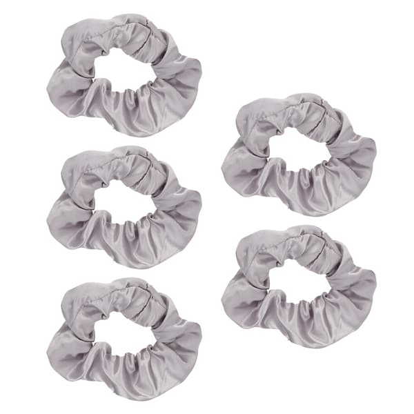 5 Självlysande Scrunchies som lyser i mörkret, grå satin, elastisk hårscrunchie för kvinnor