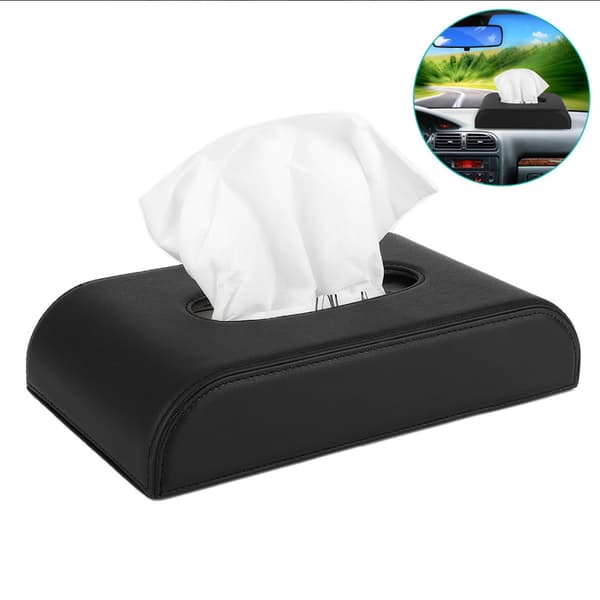 Bil Läder Tissue Box Hållare Multifunktionell Dispenser Pappershandduk Organizer