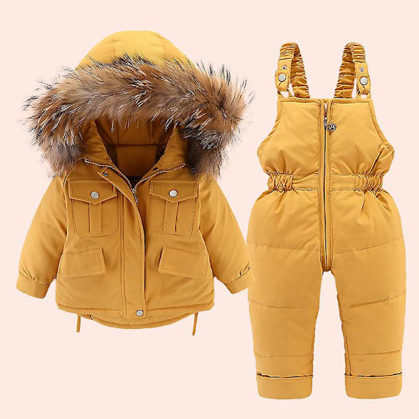 dunjakke for jenter 110cm yellow