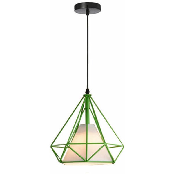 Moderne Diamond Cage Pendel Lampe E27 Stue Køkken Smedejern Creative Suspension Lysekrone - Grøn