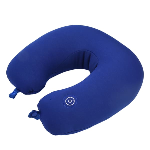 Resekudde Memory Foam U-formad Elektrisk Vibration Nackkudde Flygplan Resekudde Blå