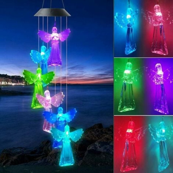 Led Solar Chime-lampa, ängelkrona, färgglad färgskiftande lampa, trädgårdsdekorationslampa för utomhusbruk, unik gåva