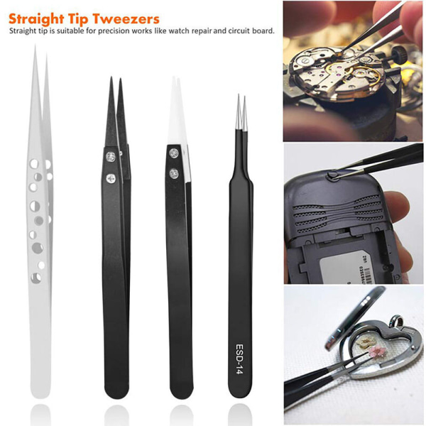 Tygpåse 9-delat set B Tygpåse 9-delat set pincett i rostfritt stål Sharp Armbow Tool