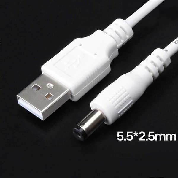 USB til DC5.5x2.5 strømkabel USB til DC5.5x2.1mm opladningskonverterkabel Black Elbow