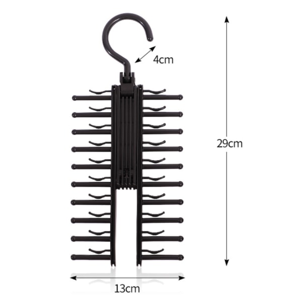 Multipurpose Swivel Black Tie Rack Tørklæde Hängare Hållare Bälte Krok