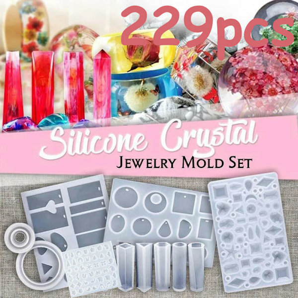 DIY Crystal Epoxi Lim Kit Armband Hänge Smycken Form 229st