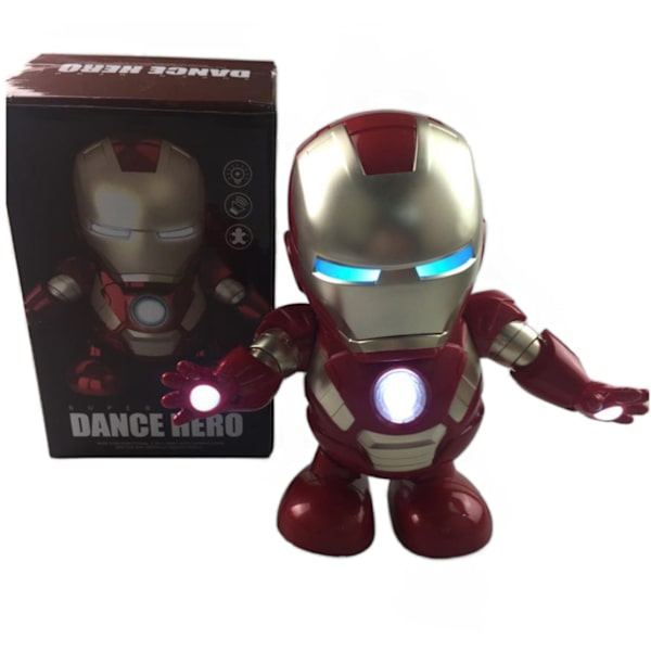 Dans och sjunger leksak elektrisk robot musik barngåva Iron Man