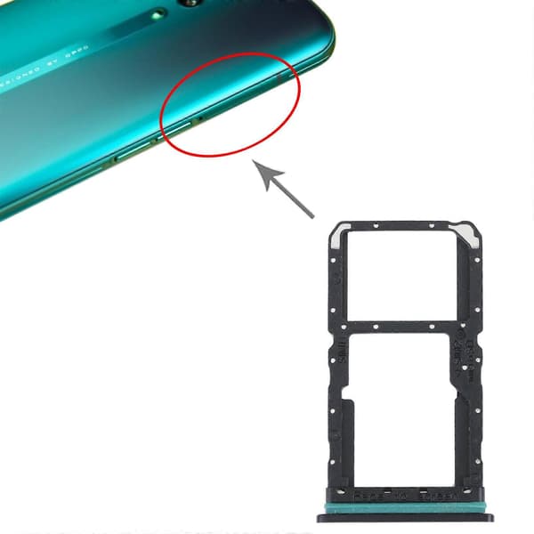 Til OPPO Reno SIM + SIM / Micro SD-kortbakke Black