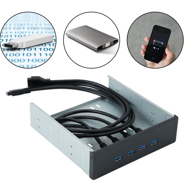 Højhastigheds 20Pin 4-Port USB 3.0 Hub Optisk Disk Drev Frontpanel