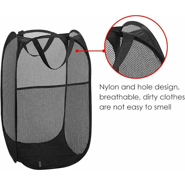 Skittentøyskurv Stor oppbevaringskurv for nett (fire mesh svart 34x55 cm),