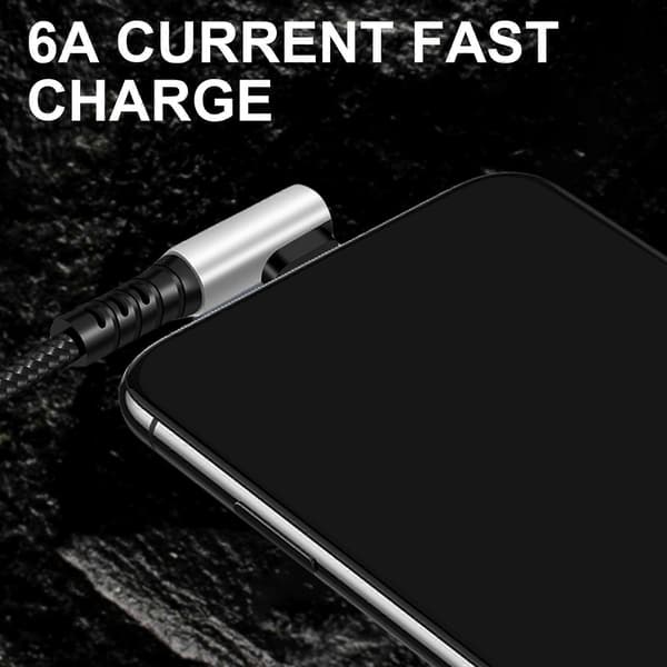 USB C Ladekabel 66W USB C til USB C Hurtigladekabel Nylonflettet Ladeledning 480Mbps Dataoverføring[ht] 0.5m single elbow