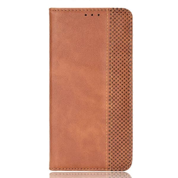 För Sharp Aquos R7 Magnetspänne Retro Textur Läder Telefonfodral Brown