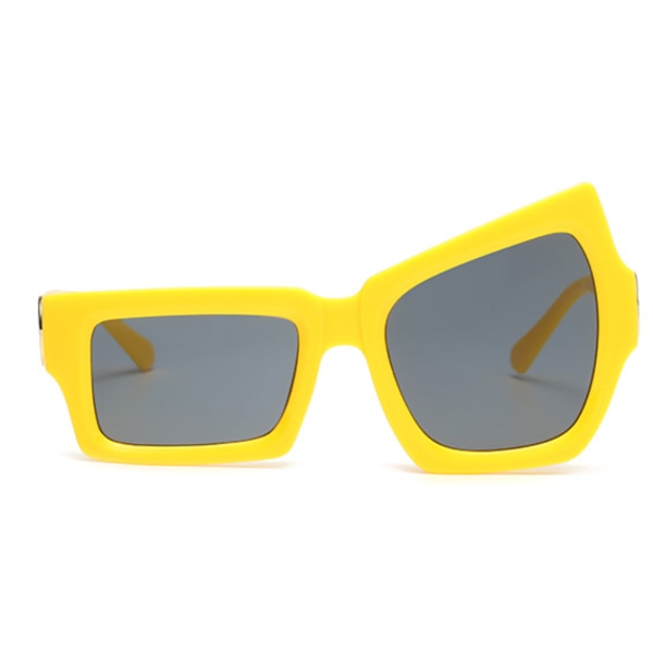 Heve øyenbrynene morsomme fotosolbriller, øyne med uregelmessig størrelse hip-hop solbriller kvinner (grå film gul ramme (bilde)),